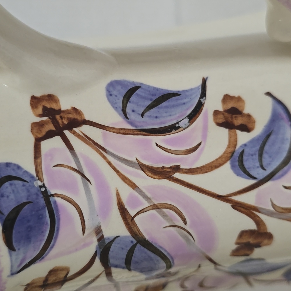 Vintage Clinchfield Potteru Floral Cream and Purple Ceramic Pitcher - Picture 11 of 16